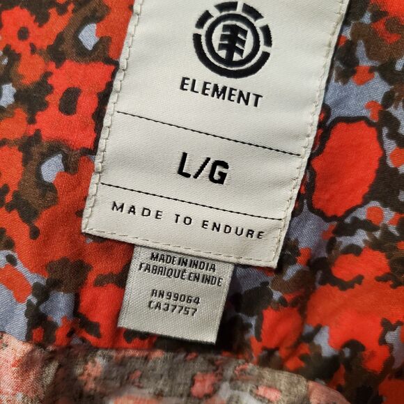 Element Short Sleeve Button Up Red Splatter Shirt Size Large NWT - Picture 6 of 8